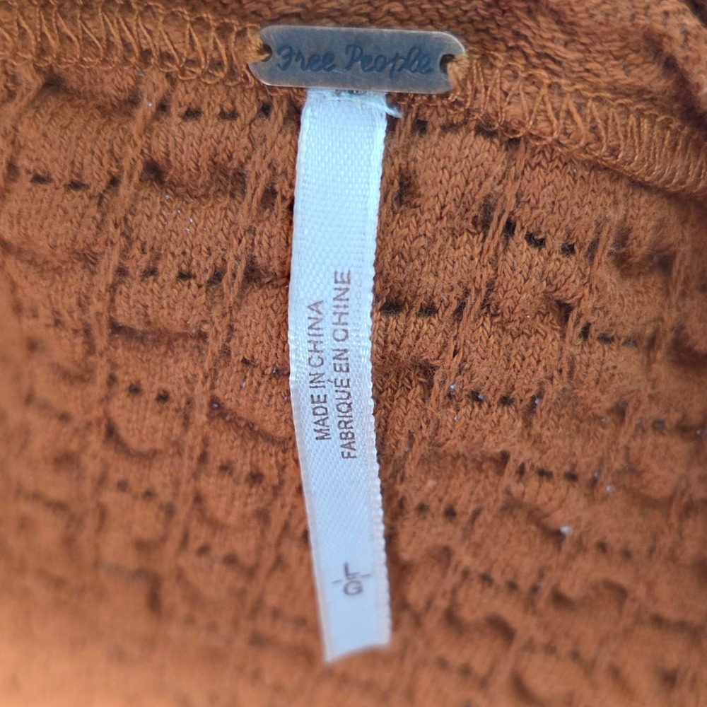 Free People Shes A Keeper Textured Sweater Dress Rust Orange Boho Oversized L - Picture 4 of 14